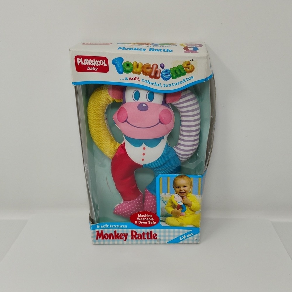 Playskool Touch'ems Monkey Rattle‎ Baby Toy Vintage 1985 New In Open Damaged Box